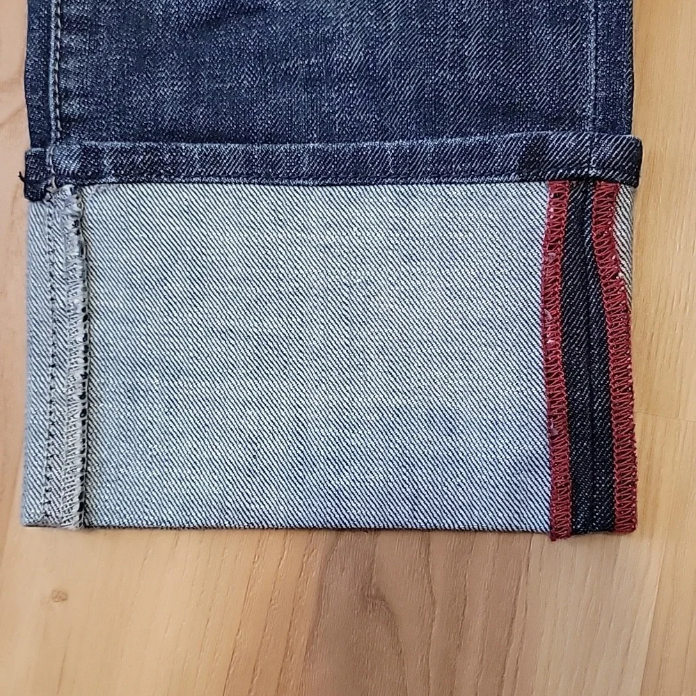 Banana Republic Dark Blue Cropped Jeans With Red Accents On Cuffs - Rockabilly - Picture 2 of 5